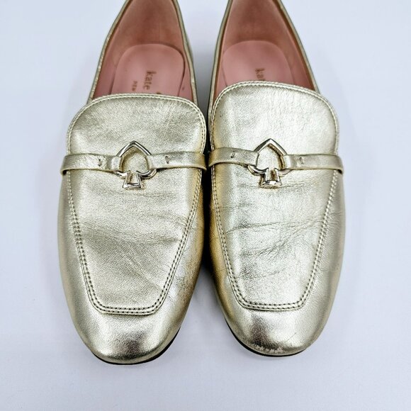 Kate Spade NY Cape Cod Loafers 6 B Metallic Gold Slip On Flat Leather Almond Toe - Picture 6 of 15